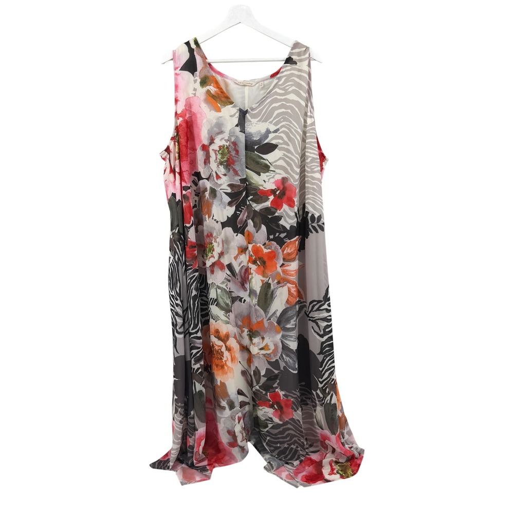 Softβ Surroundings Maxi Dress Floral Zebra Print 2X Multicolor Women Sleeveless